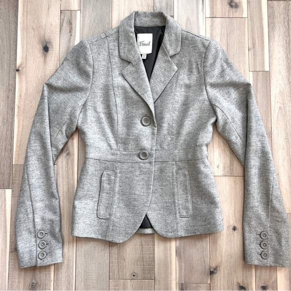 Fossil Jackets & Blazers - Fossil | Women's Gray Wool and Rayon Blend Two Button Blazer (Size XS)